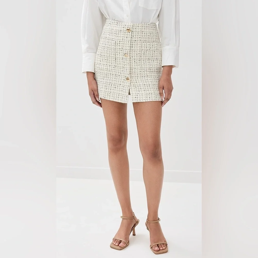 ANINE BING NWT Mateo Tweed Ivory Mini Skirt